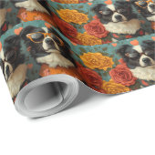 Border Collie Met Hartrozen Valentijnsdag Cadeaupapier (Rol Hoek)