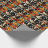 Border Collie Met Hartrozen Valentijnsdag Cadeaupapier (Hoek)