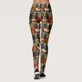 Border Collie Met Hartrozen Valentijnsdag Leggings (Achterkant)
