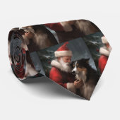 Border Collie met Kerstman Festieve Kerst Stropdas (Opgerold)