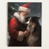 Border Collie met Kerstman Festieve Kerstmis Planner (Voorkant)