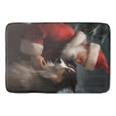 Border Collie met Kerstman Festive Kerstmis Badmat (Voorkant)