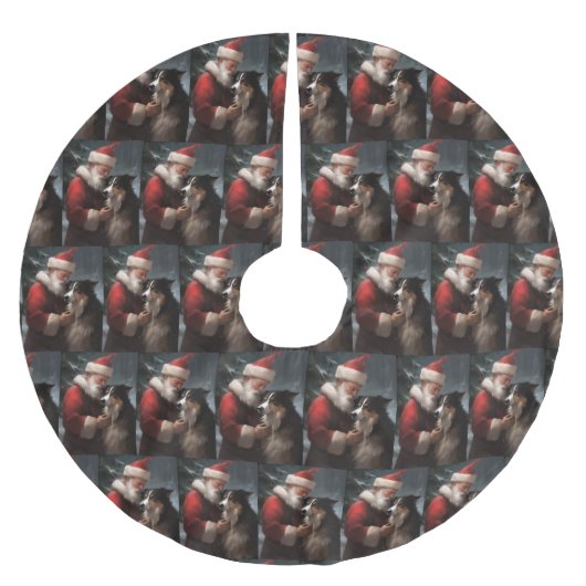 Border Collie met Kerstman Festive Kerstmis Kerstboom Rok (Voorkant)