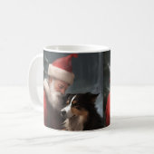 Border Collie met Kerstman Festive Kerstmis Koffiemok (Voorkant links)