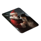 Border Collie met Kerstman Festive Kerstmis Magneet (Rechterzijde)