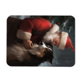 Border Collie met Kerstman Festive Kerstmis Magneet (Horizontaal)
