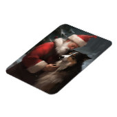 Border Collie met Kerstman Festive Kerstmis Magneet (Linkerzijde)