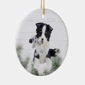 Border Collie met Sheep Kerstversiering Keramisch Ornament (Rechts)