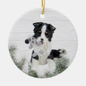Border Collie met Sheep Kerstversiering Keramisch Ornament (Voorkant)