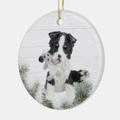 Border Collie met Sheep Kerstversiering Keramisch Ornament (Links)