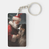 Border Collie met Sinterklaas Festive Kerstmis Sleutelhanger (achterkant)