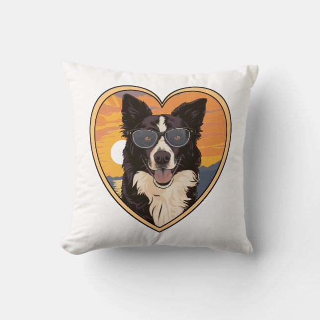 Border Collie met zonnebril Kussen (Voorkant)