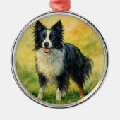 Border Collie Metalen Ornament (Voorkant)