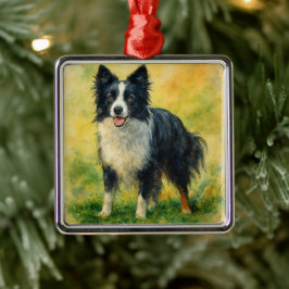 Border Collie Metalen Ornament