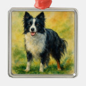 Border Collie Metalen Ornament (Voorkant)