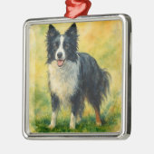 Border Collie Metalen Ornament (Links)