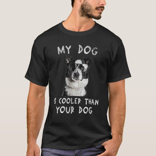Border Collie Mijn hond is cooler dan je hond grap T-shirt (Voorkant)