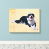 Border Collie Mix Canvas Afdruk (Insitu (Houten vloer))