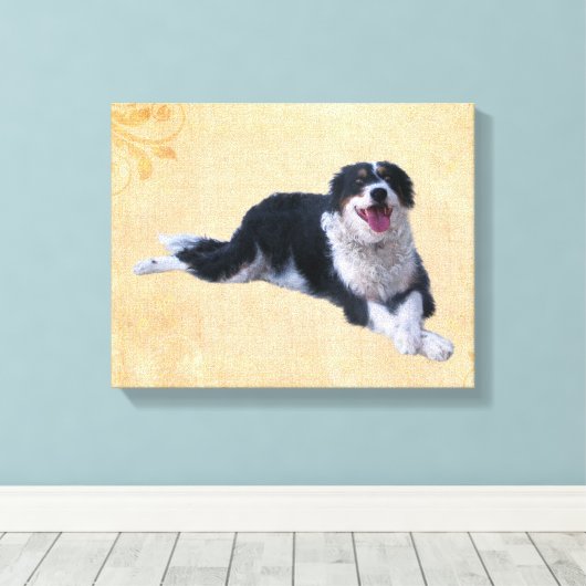 Border Collie Mix Canvas Afdruk (Insitu (Houten vloer))