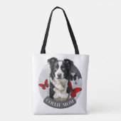 Border Collie Moeder Tote Tas-Rode Vlinder Hond Li Bag (Achterkant)