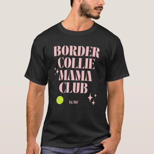 Border Collie Mom Club Retro Groovy Dog Mum Funny T-shirt (Voorkant)