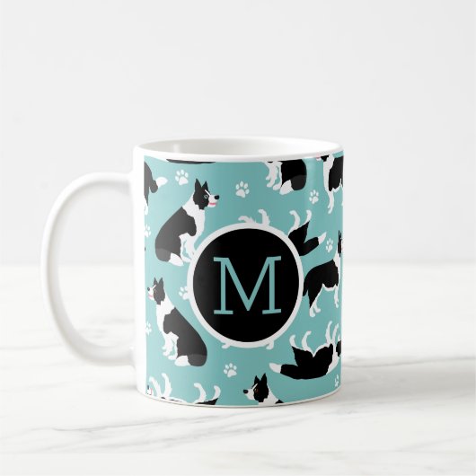 Border Collie Monogram Koffiemok (Links)