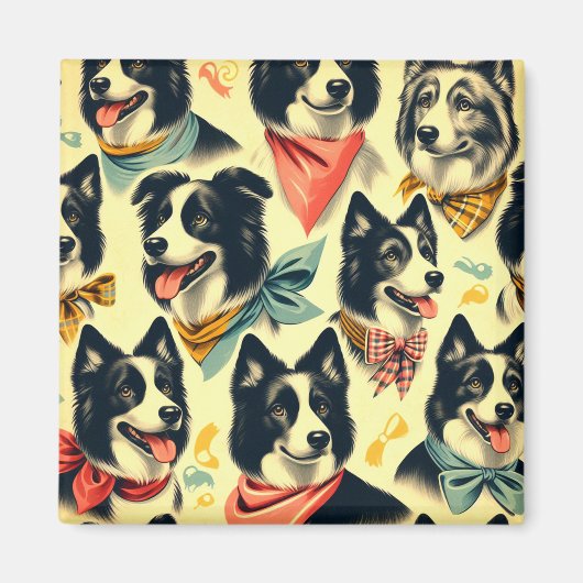 Border Collie naadloos Magneet (Voorkant)