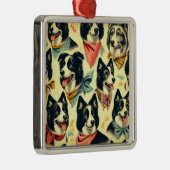 Border Collie naadloos Metalen Ornament (Rechts)