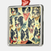 Border Collie naadloos Metalen Ornament (Links)
