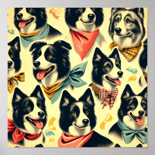  Border Collie naadloos Poster (Voorkant)