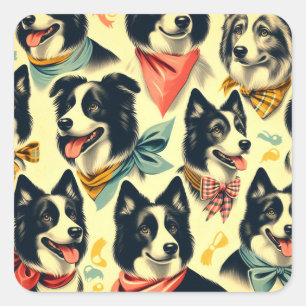 Border Collie naadloos Vierkante Sticker