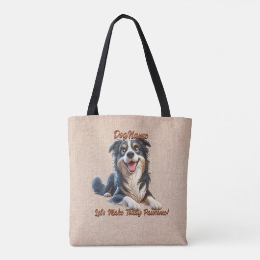 Border Collie - Naam hond toevoegen, tekst wijzige Tote Bag (Achterkant)