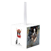 Border Collie Name Two Photo Kerstvakantie Decoratie (Achter hoekig)