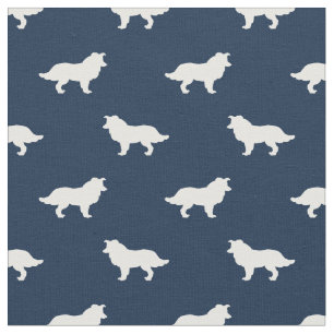 Border Collie navy blue dogs silhouette Stof