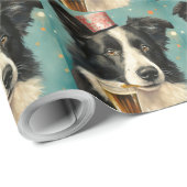 Border Collie Nieuwjaar Cadeaupapier (Rol Hoek)
