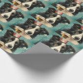 Border Collie Nieuwjaar Cadeaupapier (Hoek)