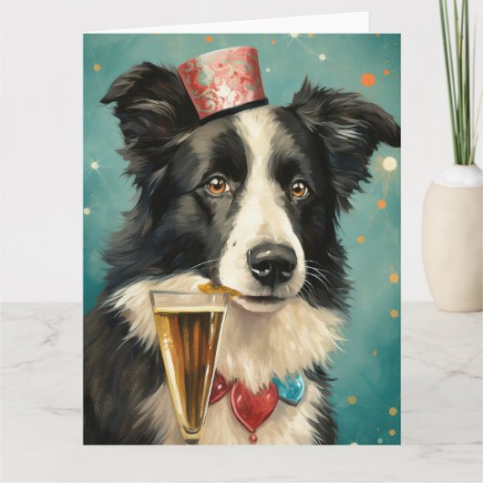 Border Collie Nieuwjaar Kaart (Voorkant)