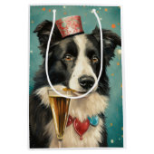 Border Collie Nieuwjaar Medium Cadeauzakje (Voorkant)