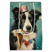 Border Collie Nieuwjaar Medium Cadeauzakje (Achterkant)