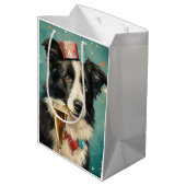 Border Collie Nieuwjaar Medium Cadeauzakje (Achterkant Gekanteld)
