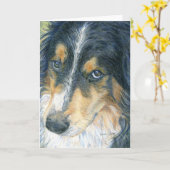 Border collie Notecard Kaart (Gele Bloem)
