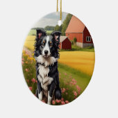 Border Collie op boerderij Keramisch Ornament (Rechts)
