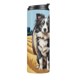 Border Collie op boerderij Thermosbeker