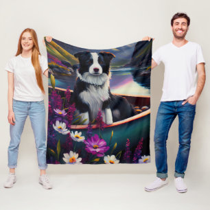 Border Collie op een peddel: Een landschappelijk a Fleece Deken