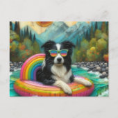 Border Collie op een Rainbow Color Float Briefkaart (Voorkant)