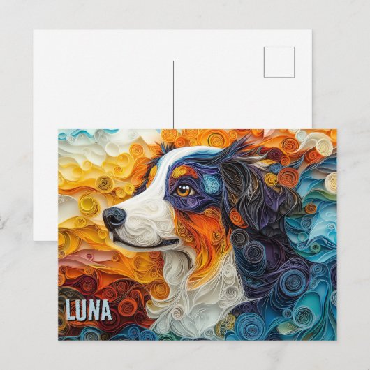 Border Collie Paper Quilling Art Dog Portret Briefkaart (Voorkant / Achterkant)