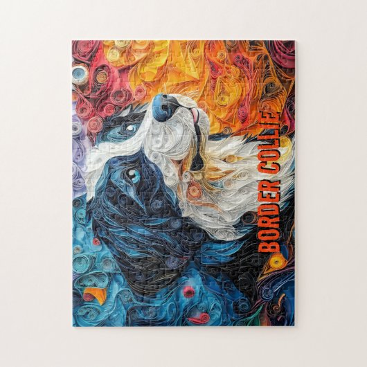 Border Collie Paper Quilling Art Dog Portret Legpuzzel (Verticaal)