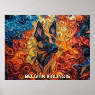 Border Collie Paper Quilling Art Dog Portret Poster