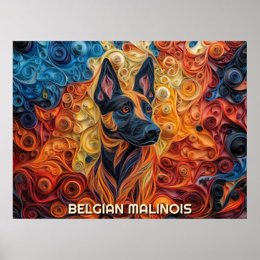 Border Collie Paper Quilling Art Dog Portret Poster (Voorkant)