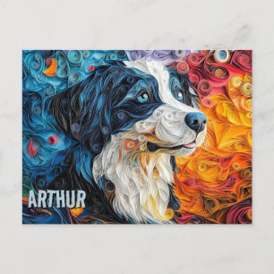 Border Collie Papier Quilling Kunst Hond Portret Briefkaart